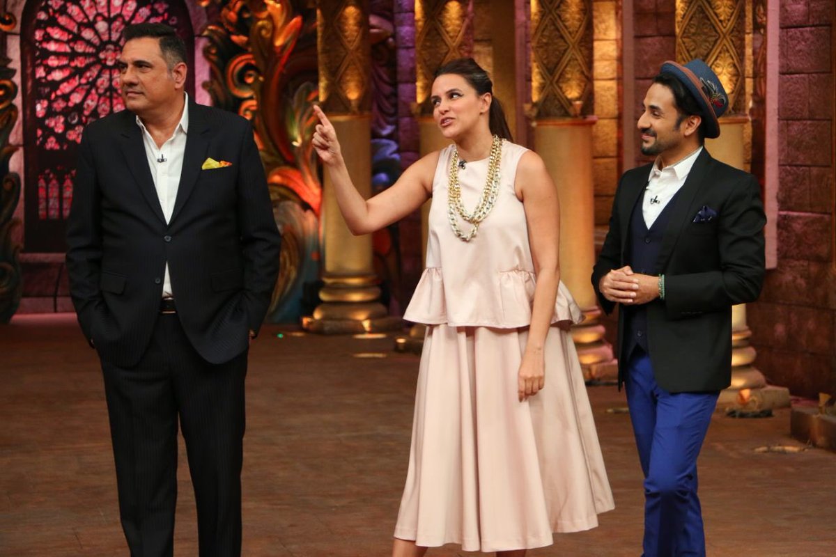NehaDhupia's tweet photo. Watch us go nuts for the love of @SantaBantaFilm at 10pm tonight's on @comedynightsbachchao on @ColorsTV @bomanirani https://t.co/LQexS00o2f