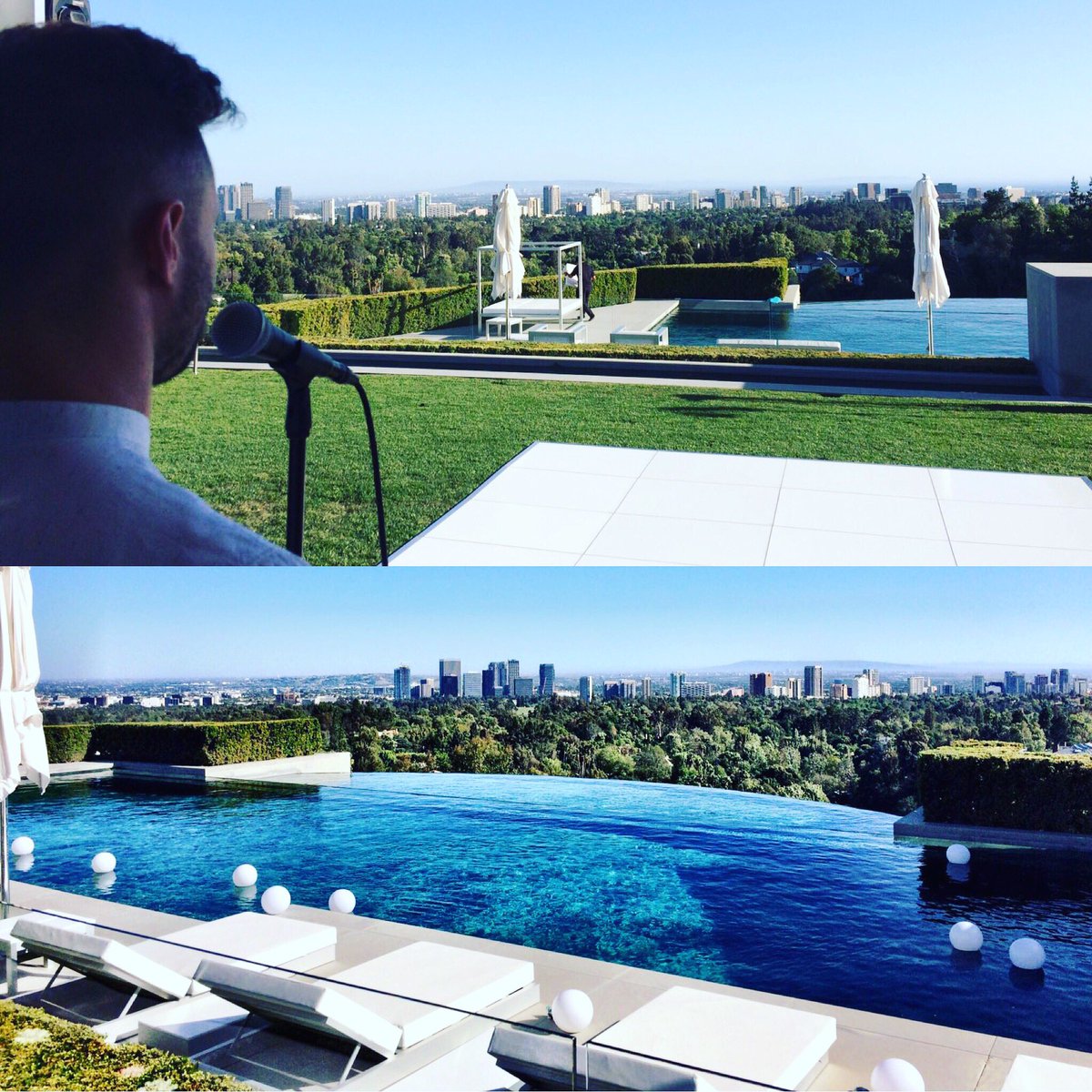 calumscott's tweet photo. Last night me &amp; my band played and then partied in a $70M mansion in Beverly Hills. Life is pretty incredible. ❤️🇺🇸 https://t.co/T6dW6D03SF