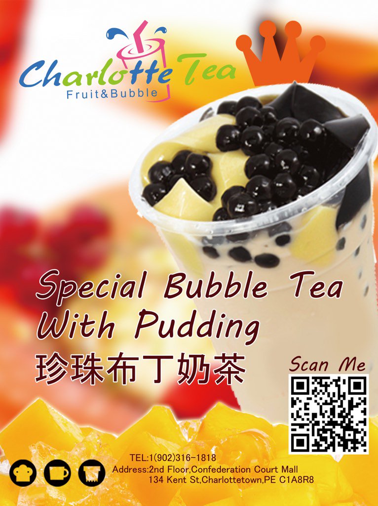 CharlottesTea's tweet image. Daily Special-- Bubble Tea with Pudding