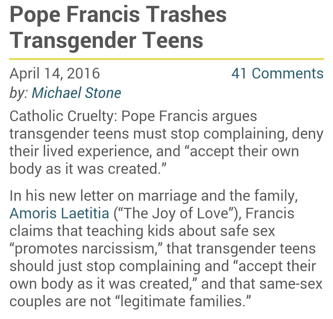 #PopeFrancis showing his real morally bankrupt bigoted side. 😠😡
#eviljerk