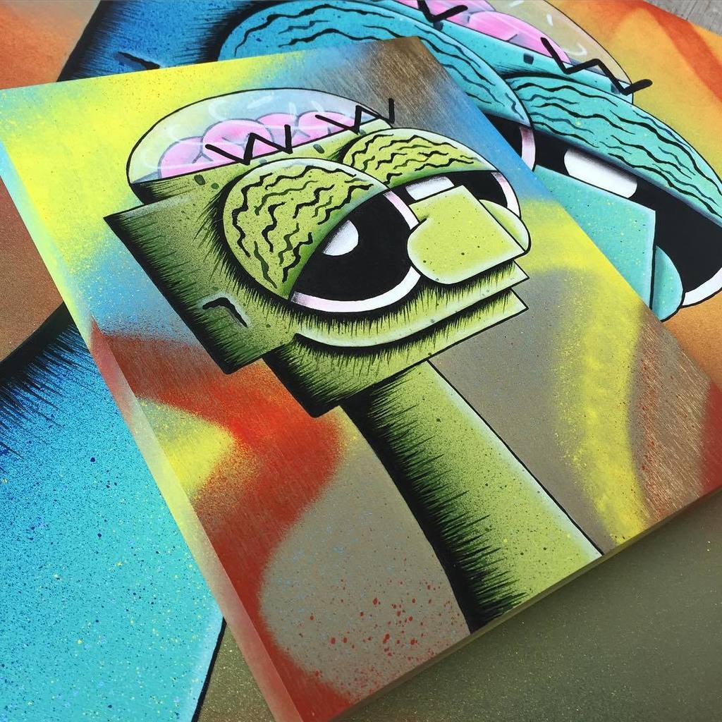 Otherbots's tweet image. 9x11x1 wooden panel #happyrobots #mixedmedia #art #moosecanvas #happy #robot by happyrobots