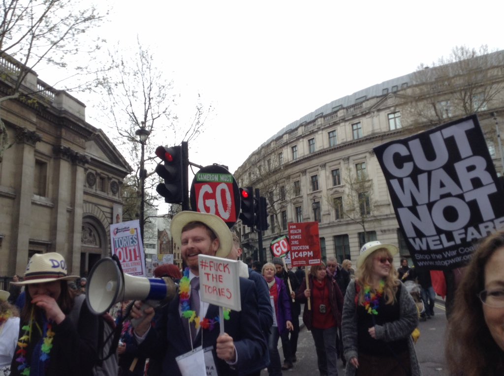 KING_OF_MIDGETS's tweet photo. Reports of Guy Fawkes, babies and even wookies at the #London #AntiAusterity march. #ResignDavidCameron https://t.co/CYsaoFTfhQ