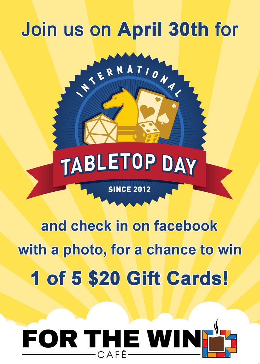 Join us on April 30th to celebrate TableTop Day!

#TableTopDay