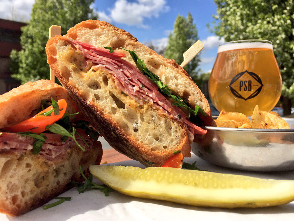 So this is a thing we do now...scratch made sandwiches are poppin' at #PSB!! Our Italian and a kumquat IPA! #getsome