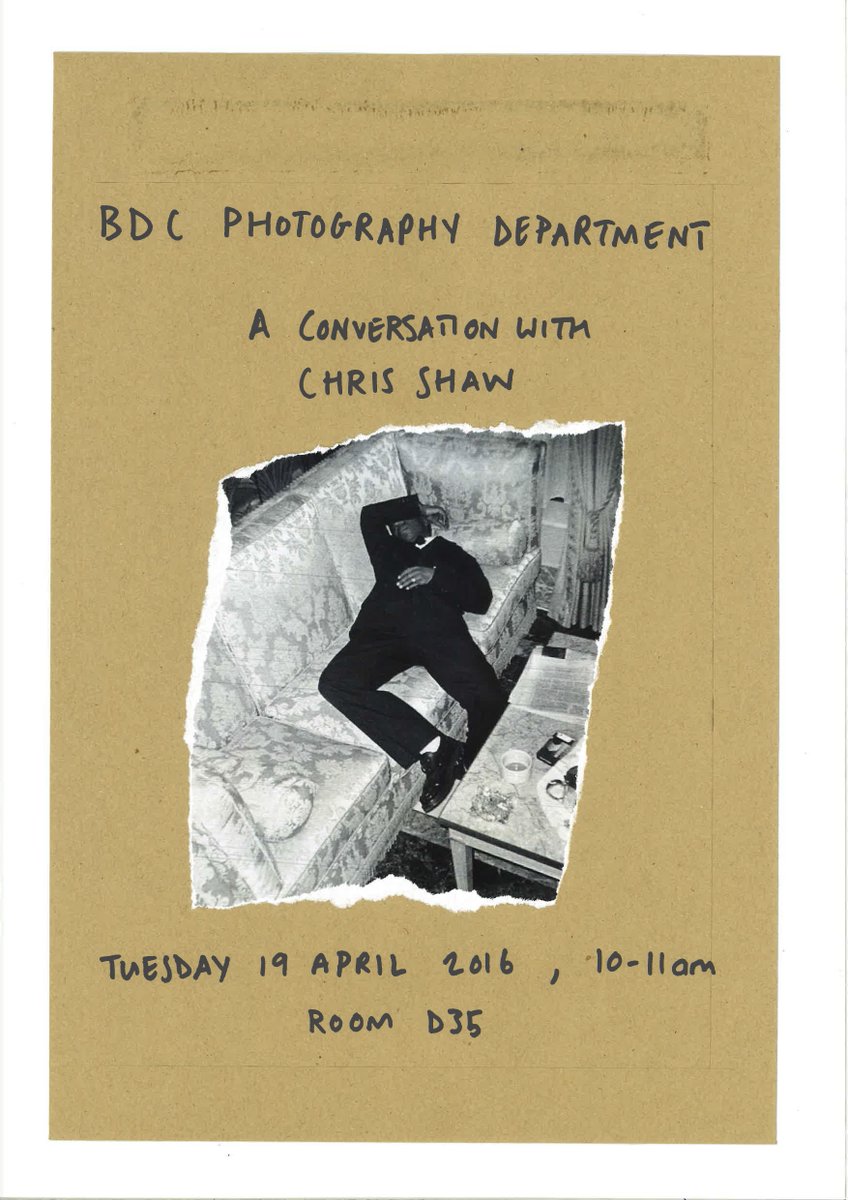 bdcphotography's tweet photo. Acclaimed documentary photographer Chris Shaw will be in conversation with students on 19 April 2016 @BDC50years https://t.co/ysHGKWhi7K