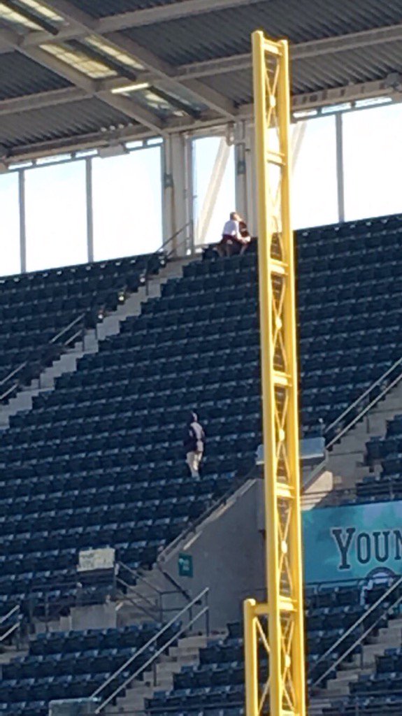 People having sex at baseball game
