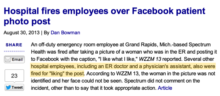 Sdmeded's tweet photo. @warrenwiechmann Beware what u post, who u follow and what u like. Can get in trouble liking others posts #kpTechEd https://t.co/u9c7GYo6Dw