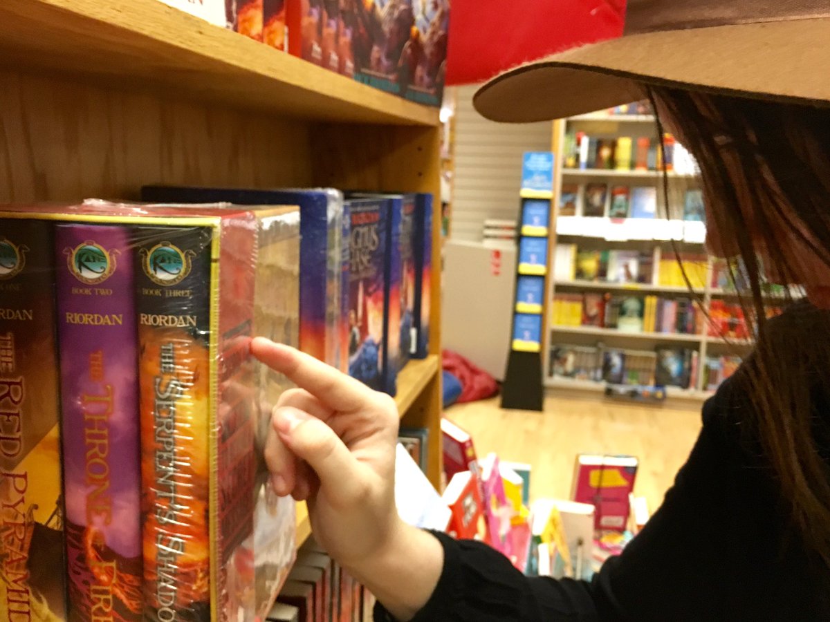 knotme's tweet photo. @BookPeople @CHBAustin This Demigod is psyched for CHB, as she deciphers hieroglyphics on the KC boxed set! https://t.co/85i3TtJUta