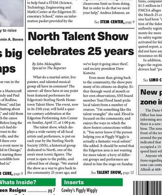 RascalTheRacoon's tweet image. A nice article about Sunday's 25th Annual Sterling North Hometown Talent Show by edgertonreporter.com