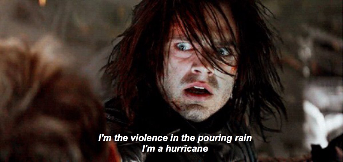 Bucky Barnes.

Hurricane by Halsey.