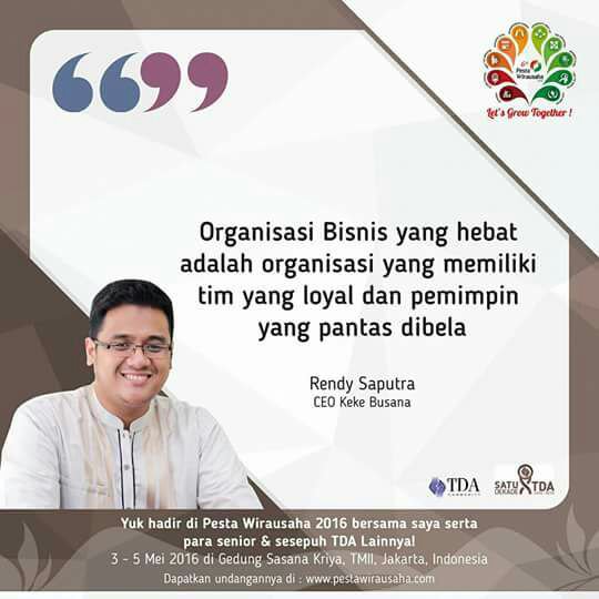 #1DekadeTDA #PestaWirausaha2016 Tanggal 3 - 5 Mei 2016, akan menampilkan <a href="/kangrendy/">Rendy Saputra</a> Tiket bit.ly/PWNas2016