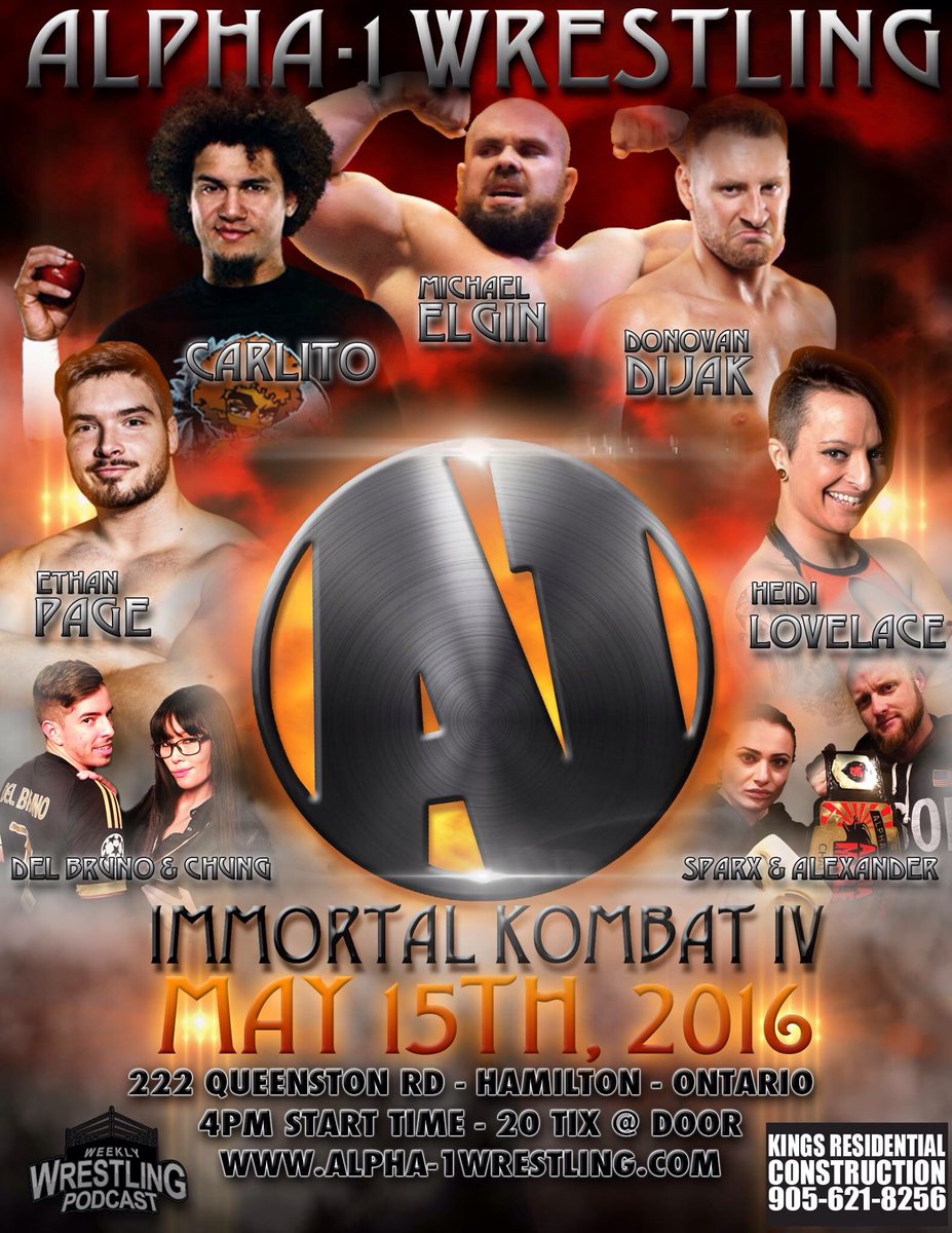 A1Wrestling's tweet image. May 15th! 

3 Main Events announced! 

alpha-1wrestling.com