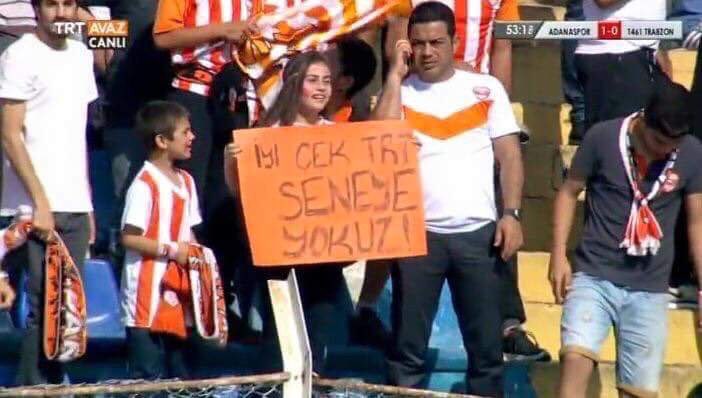 tribundergi's tweet photo. "İyi çek TRT seneye yokuz." #adanaspor https://t.co/Rlg4Qv45y6