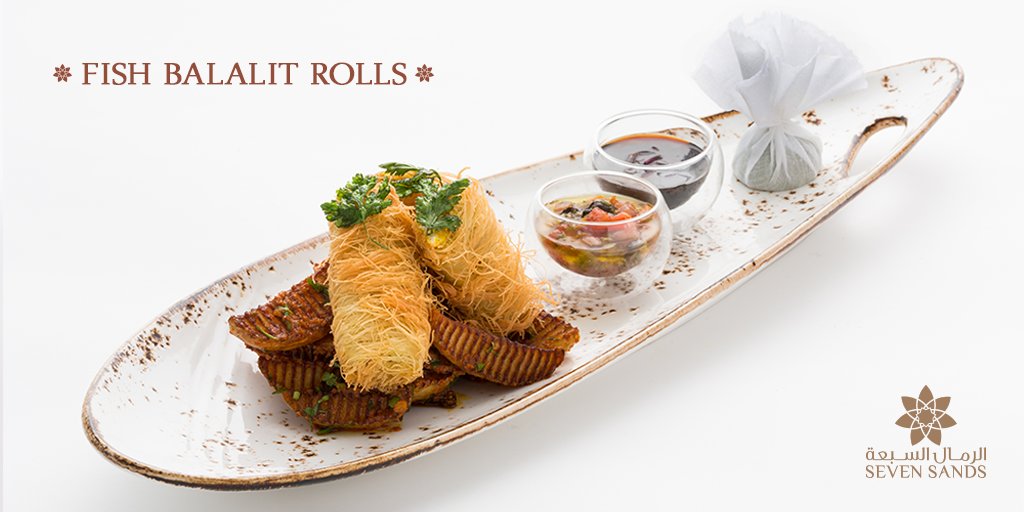 Seven_sands's tweet photo. Come dine with us this week and try our Fish Balalit Rolls, served with warm Emirati hospitality. #Tafadalu https://t.co/BnO0ou81J9