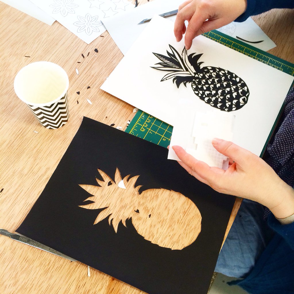 PoppyChancellor's tweet photo. Here's what we got up to at our pineapple papercutting workshop yesterday for @Indytute at @w_b_t_c #indyspires https://t.co/YFy43GdPyI
