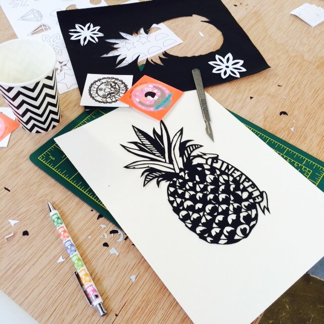 PoppyChancellor's tweet photo. Here's what we got up to at our pineapple papercutting workshop yesterday for @Indytute at @w_b_t_c #indyspires https://t.co/YFy43GdPyI