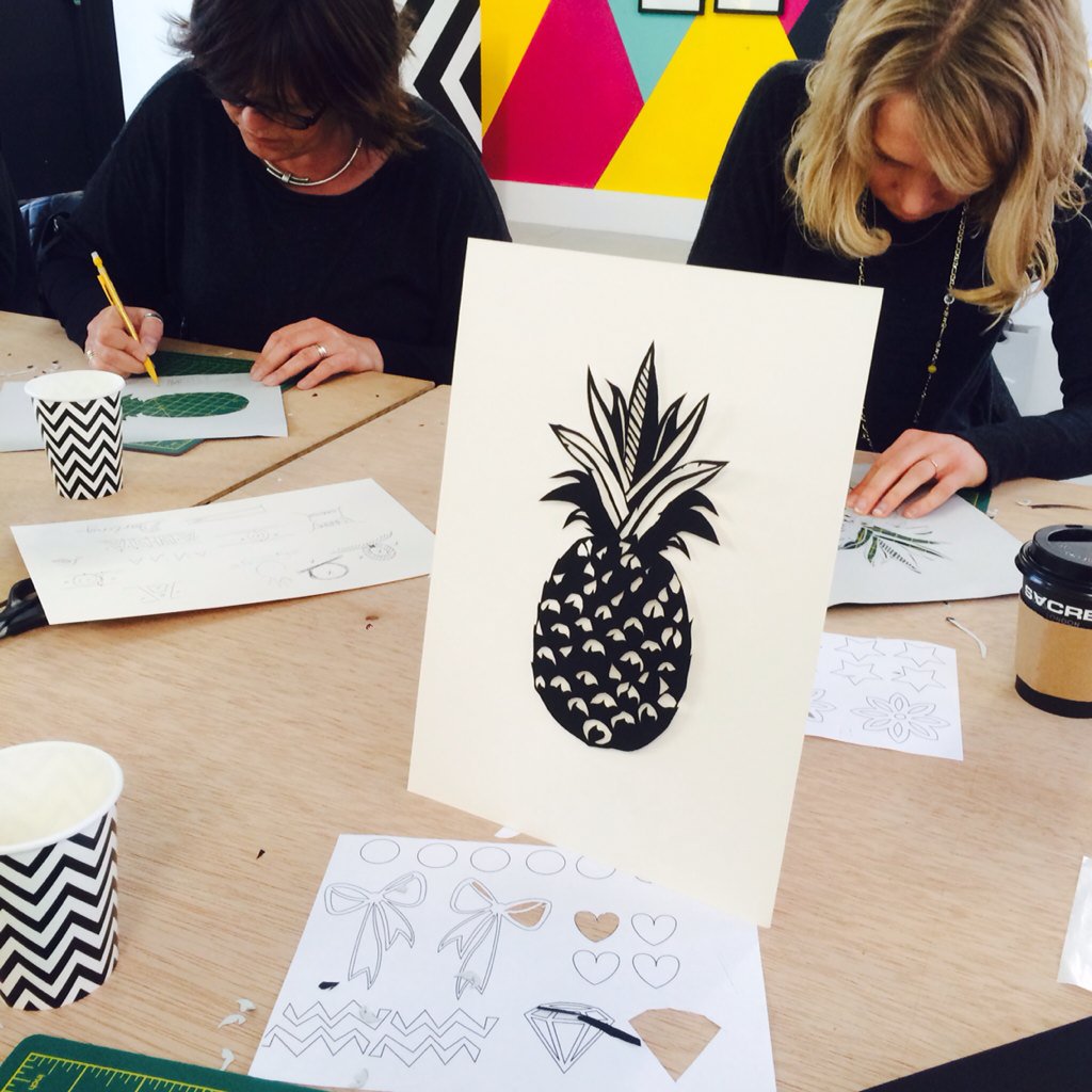 PoppyChancellor's tweet photo. Here's what we got up to at our pineapple papercutting workshop yesterday for @Indytute at @w_b_t_c #indyspires https://t.co/YFy43GdPyI