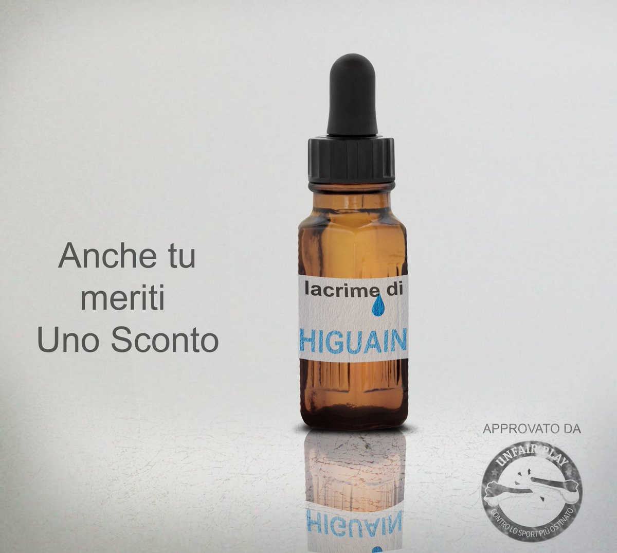 unfair_play's tweet photo. Compra il nuovo collirio "Lacrime di Higuain". Perché anche tu meriti uno sconto. #UnfairMarket https://t.co/PgETJ8RJfW