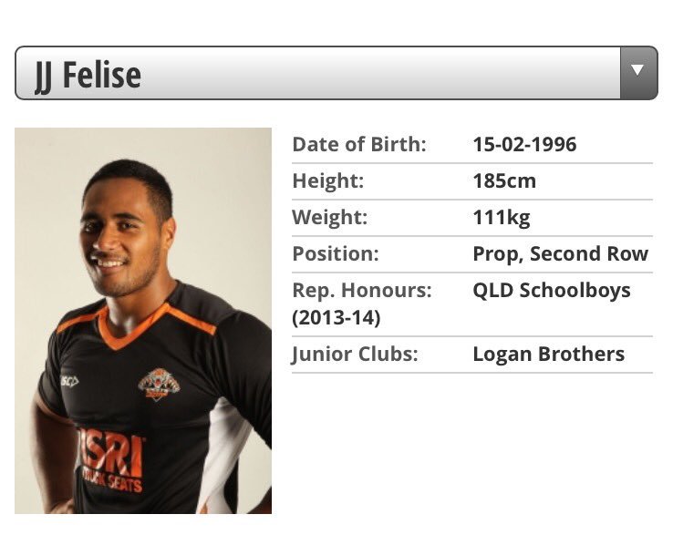 LoganBrothersRL's tweet photo. Congrats JJ Felise, former LBRLC Jnr named to make NRL debut #20 jersey for Wests Tigers.
Goodluck JJ. https://t.co/ajqlqQJPuh