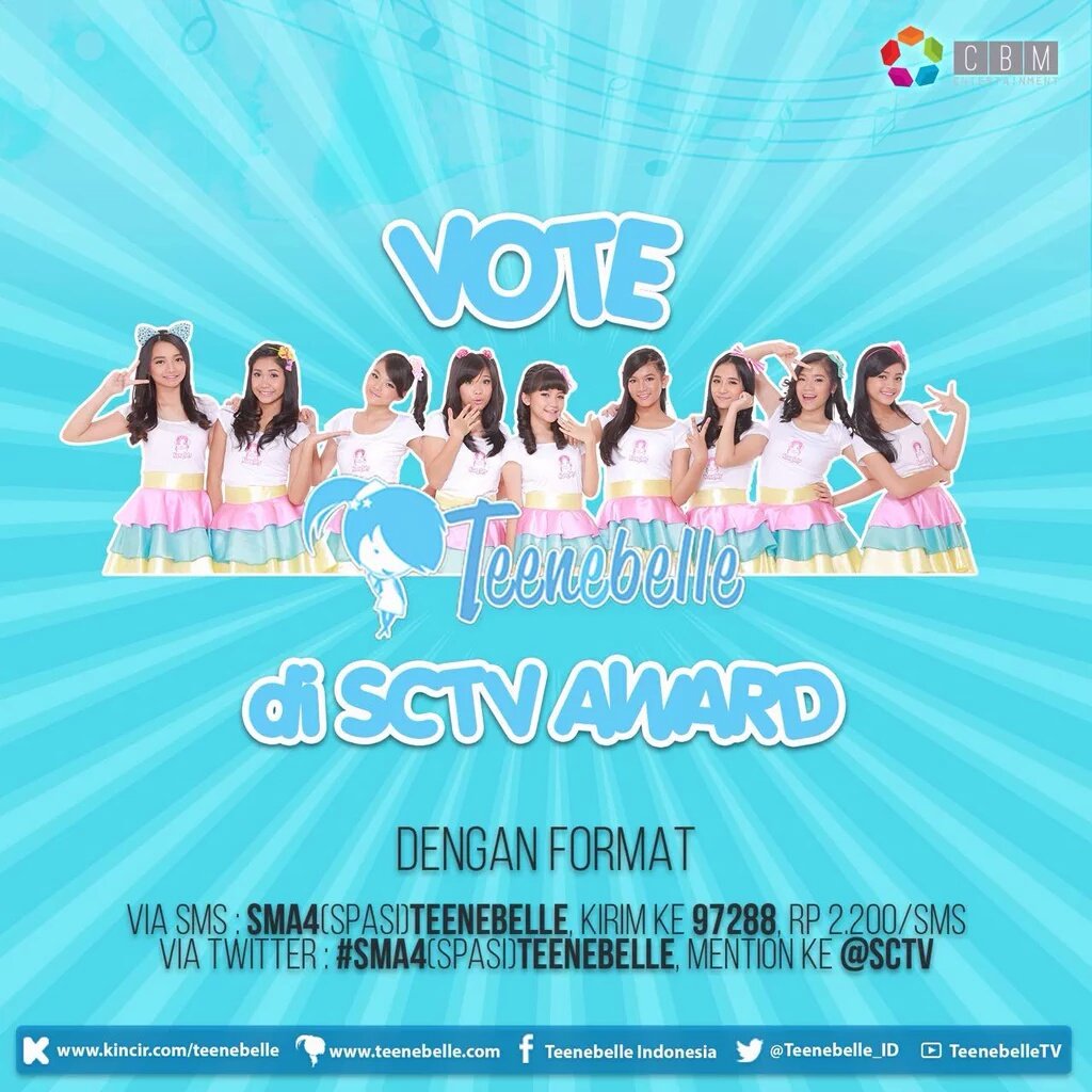 STeens_Official's tweet photo. Ayo dukung Teenebelle di SCTV Music Awards2016 bsa via sms atau via twitter, vote sebanyak banyaknya ya supporteens https://t.co/3OLwBbtTOV
