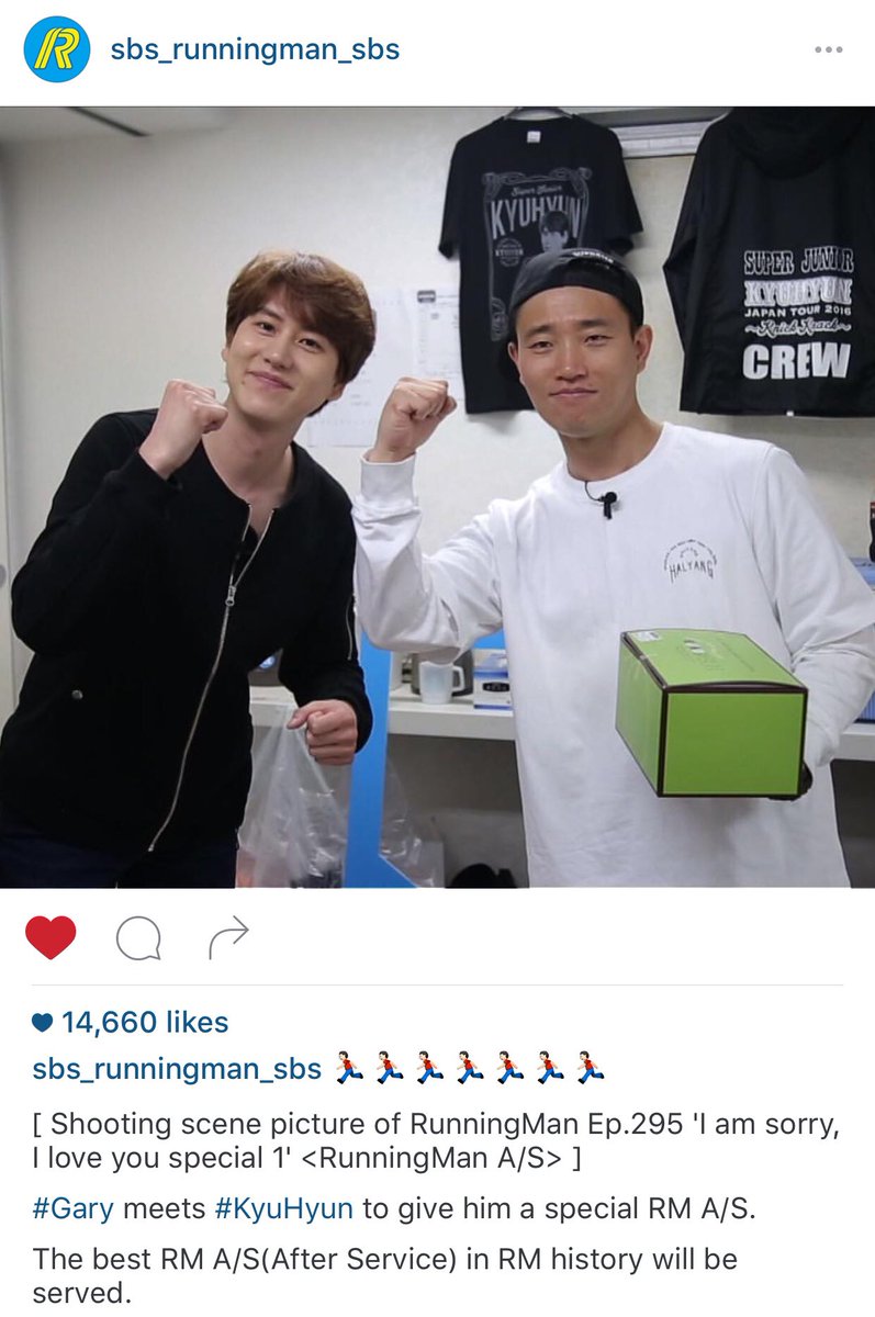 sbs_runningman_sbs Instagram update #kyuhyun with visiting Gary in Knickknack concert Fukuoka 😀✊