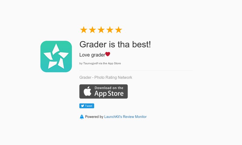 GoGrader's tweet image. 5 Star Review: "Grader is tha best!: Love grader❤️" launchkit.io/reviews/mH-2Ny…