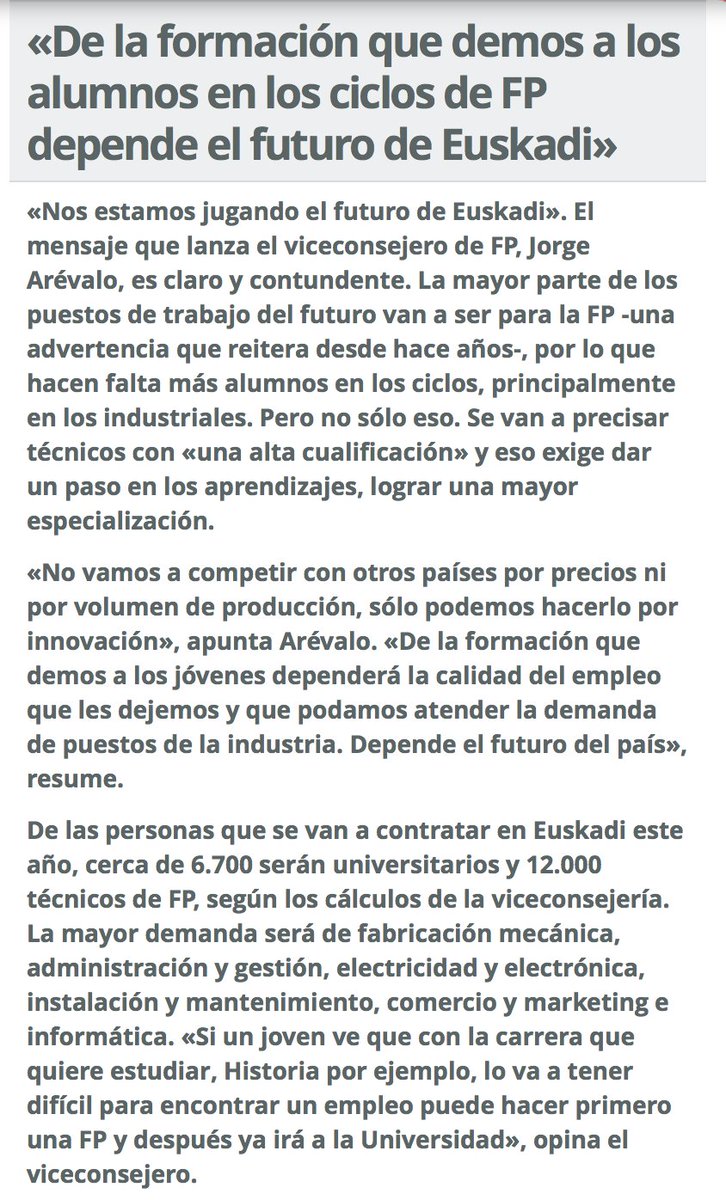 aarranzcad's tweet photo. La revolución educativa irrumpe en la Formación Profesional vasca. https://t.co/b6Cdyz4rkM @FPeuskadi @tknika #FP https://t.co/QbbEvlKrs9