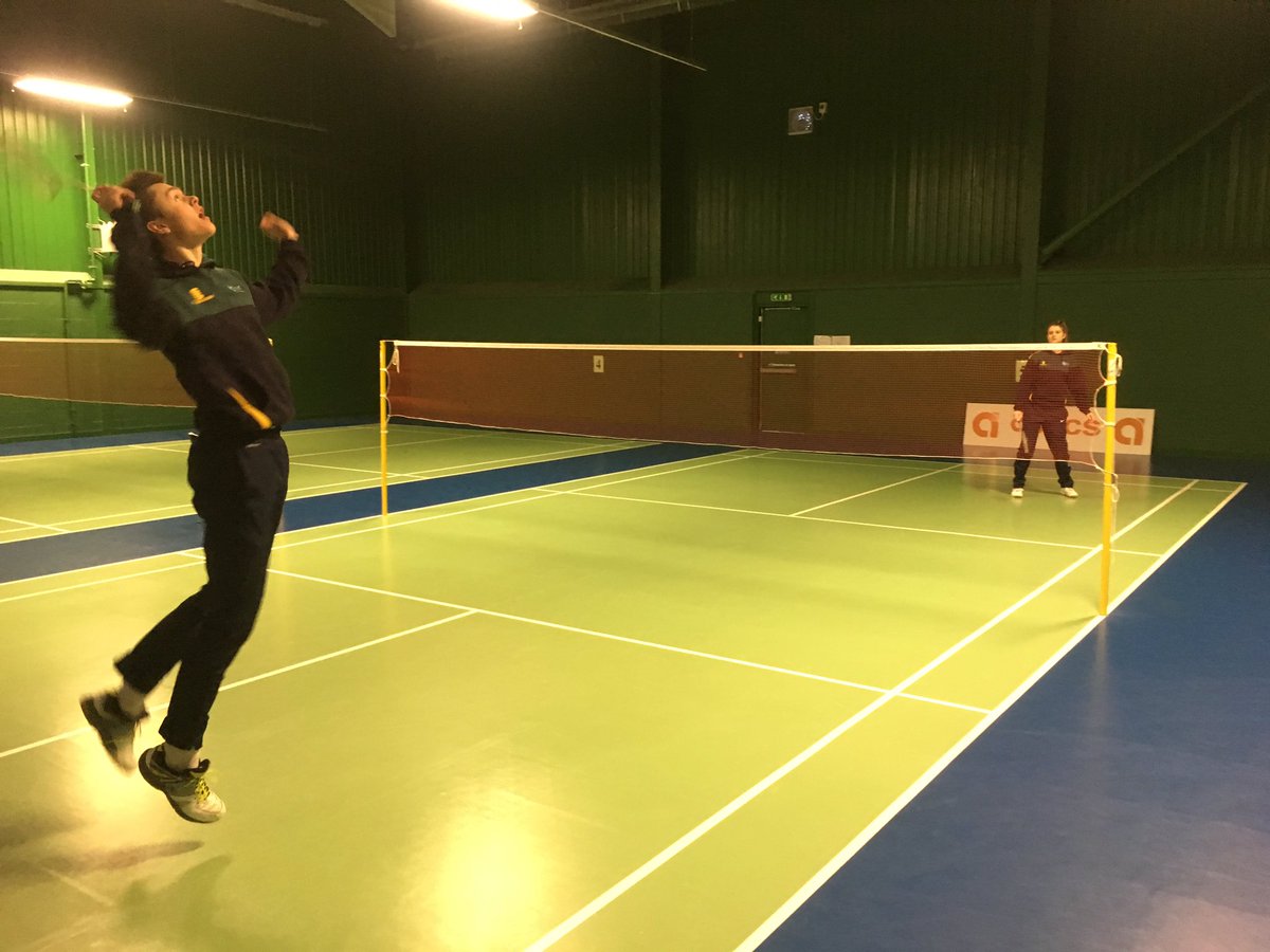 execollsport's tweet photo. @AoC_Sport V.Prouse #SWGirls Capt & C.Millen warming up for Mixed Doubles Final. Best of luck to SW team today! https://t.co/rcJ4NddtIt