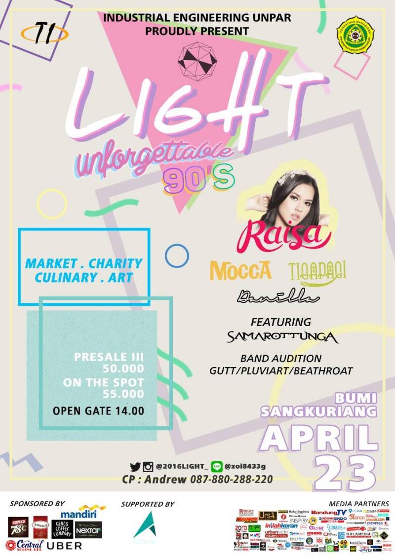 Ketemuan sama mimin di acara <a href="/2016LIGHT_/">LIGHT 2016</a> yuk sambil nonton Raisa, Mocca, Danilla, Tiga Pagi 🙋