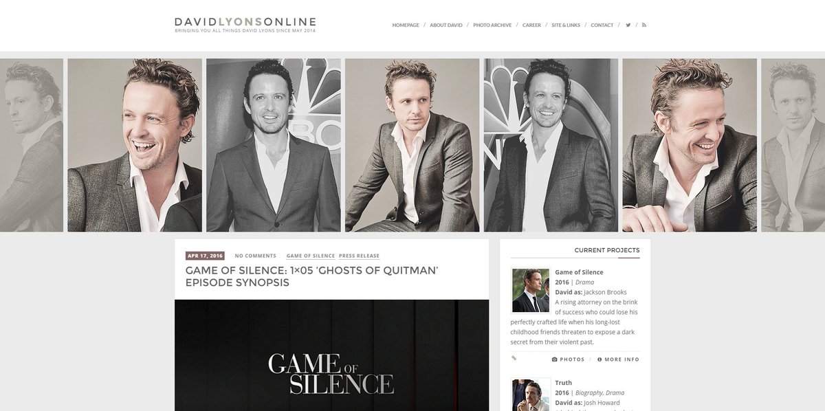 DavidLyonsCom's tweet photo. With the GoS premiere &amp; David's birthday I've given the site a lil revamp. 👍 

Check it out: https://t.co/Mv52AXI2zM https://t.co/T0Wsq7TLud