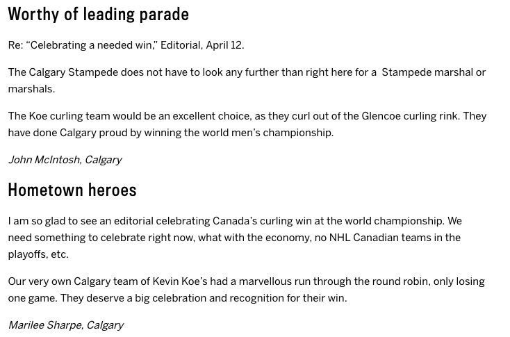 CurlingCanada's tweet photo. .@TeamKevinKoe for @calgarystampede Parade Marshals! Retweet if you agree! #curling #Stampede16 https://t.co/yr3mKHXB9i