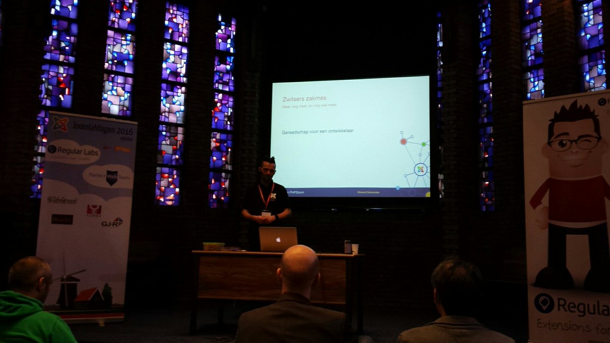 yolknet's tweet photo. Roland Dalmulder predikt in de kapel over #PhpStorm #jd16nl https://t.co/emKdOfmyoe