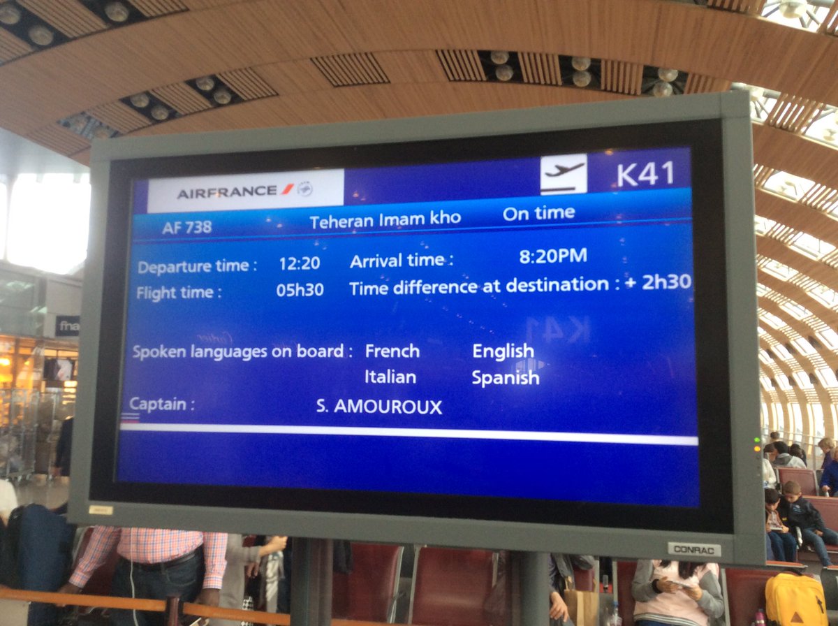 AFnewsroom's tweet photo. #AirFrance #AF738 flight from Paris #CDG to #Tehran is now ready for boarding! #Iran #AvGeek https://t.co/B8ngJNgXZb