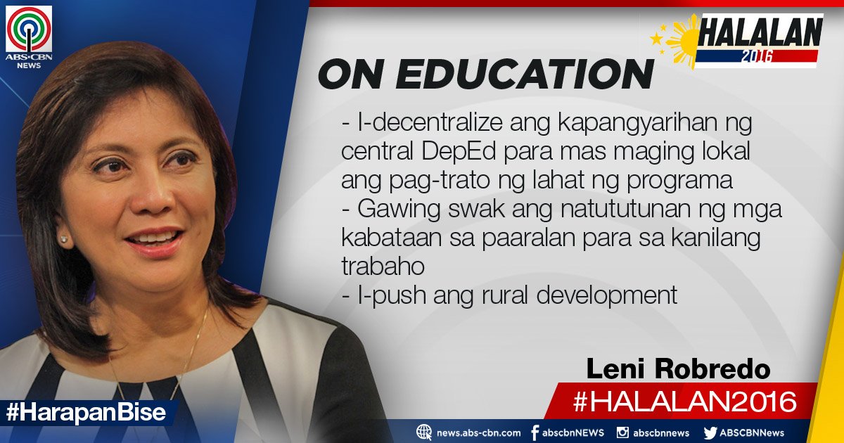 ABSCBN News on Twitter "Here's how lenirobredo plans to solve issues