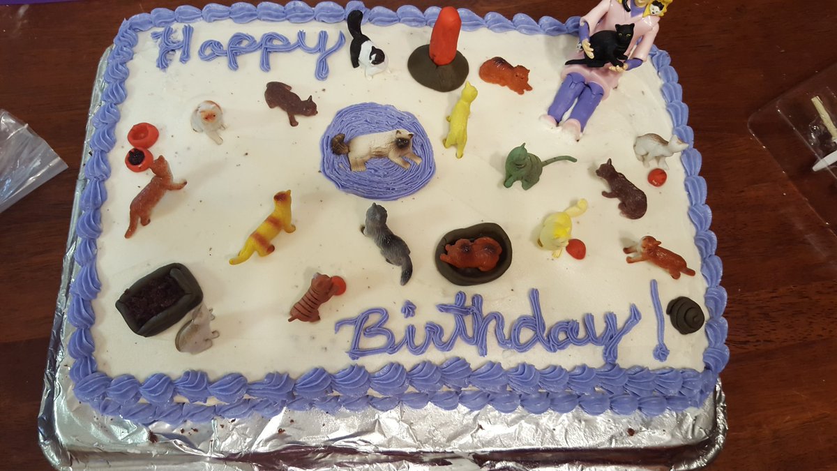 pinkribbonswts's tweet photo. cat lady cake I made https://t.co/wPD7VRWb4y