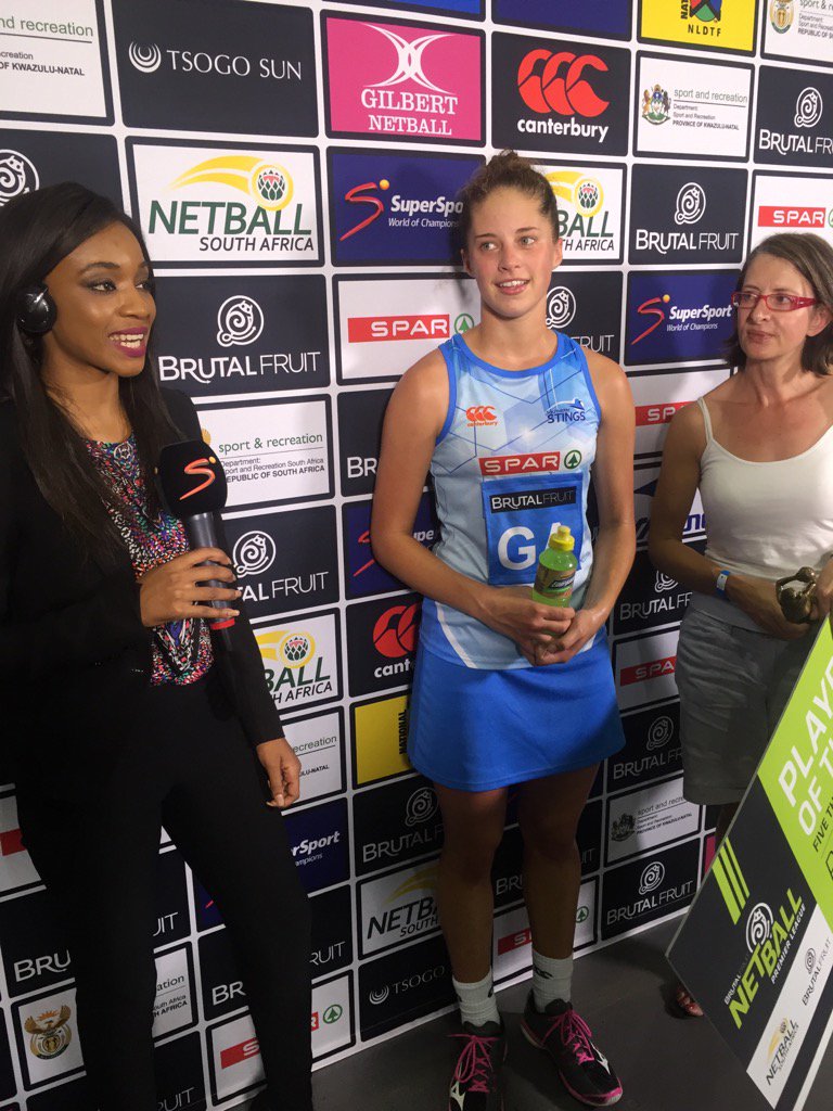@Southern_stings GA Nicole Taljaard who's Player of the Match says it is team work that gained them victory! #BFNPL