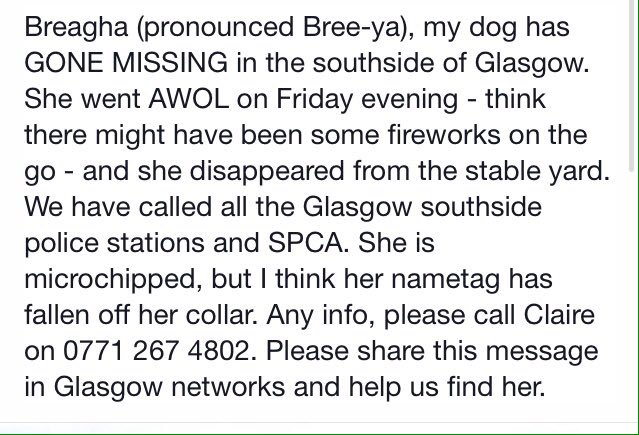 1twentyoneguns_'s tweet photo. #BRINGBREAGHAHOME pls RT if you're in/near the Glasgow area, we just want breagha home😔 https://t.co/NWtx9CE4Kd
