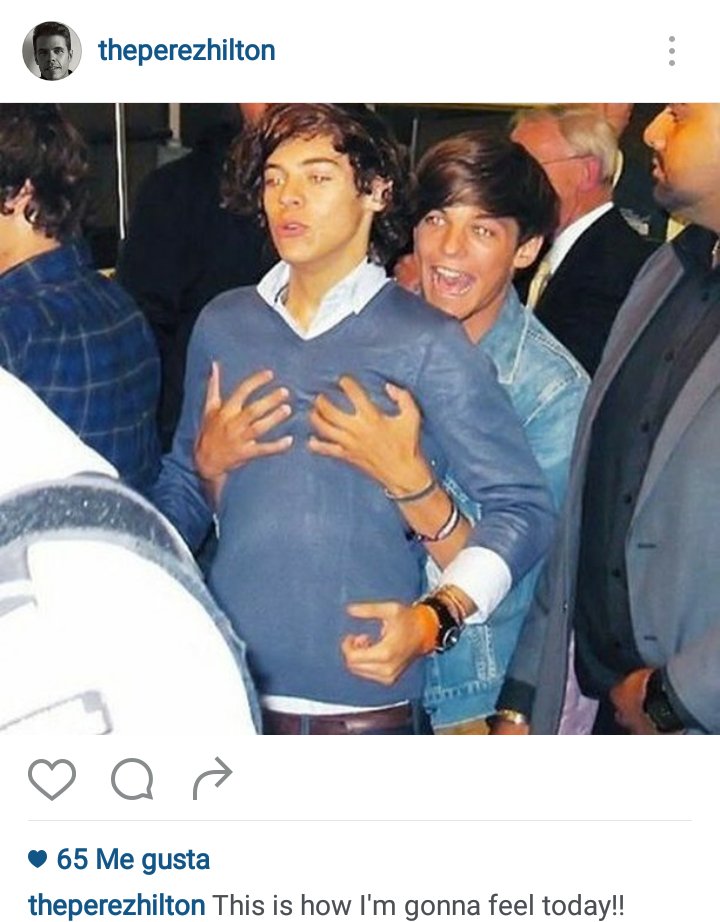 lasgrowns's tweet photo. Perez Hilton subió esta foto de Louis y Harry a su IG 

"Así es como me voy a sentir hoy". https://t.co/5PJMIKjQkI
