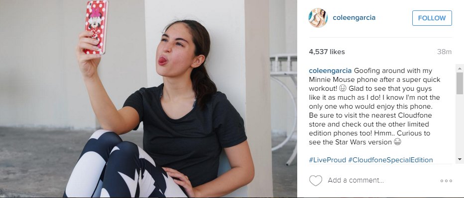 stellar_phils's tweet photo. @coleengarcia last post makes us want to buy a Cloudfone Special Edition too! 😍 #StellarPH https://t.co/EOvMo3c3tN