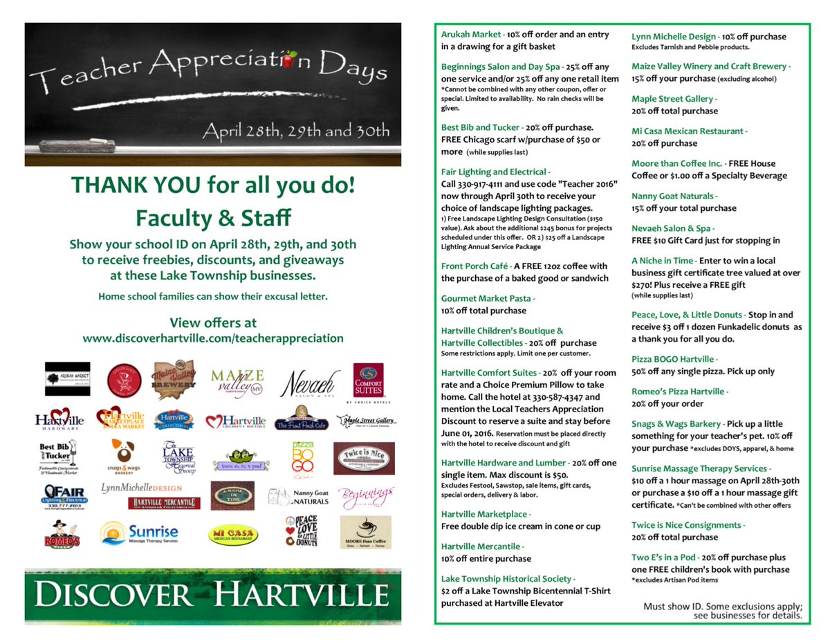 bestbib's tweet photo. April 28 29 &amp; 30 Hartville's Teacher Appreciation Days! #DiscoverHartville https://t.co/IM5a7Vpene https://t.co/eTveFiuSZ2