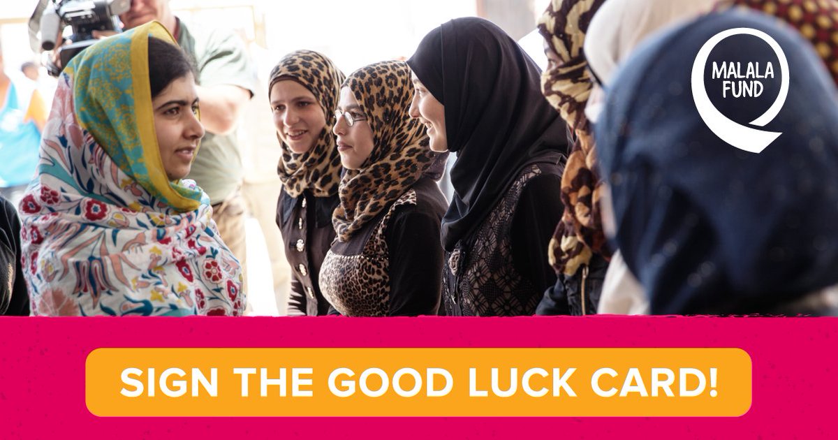 MalalaFund's tweet photo. LAST CHANCE to wish luck to these Syrian refugee girls before their exams. Sign our card: https://t.co/EA5qVhbfwh https://t.co/gbSPj0ATR9