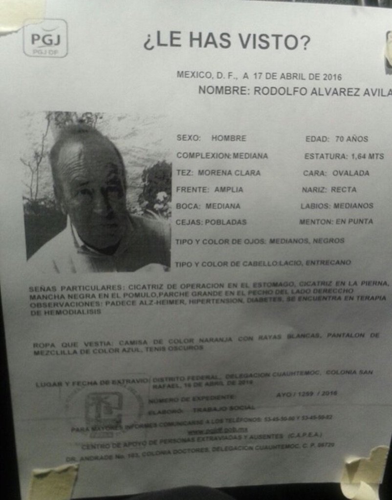 AlertaPlateada's tweet photo. Se activa #AlertaPlateada para localizar a Don Rodolfo. ¿Lo has visto? Por favor abre la foto y dona un RT. https://t.co/2ITZZg22Sd