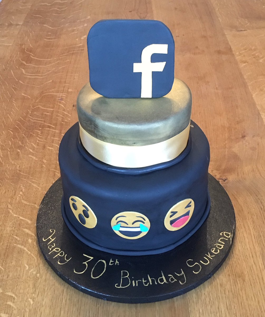 Birthday cake for a Facebook addict!  #facebook #birthday #black #gold #fun #emoticon