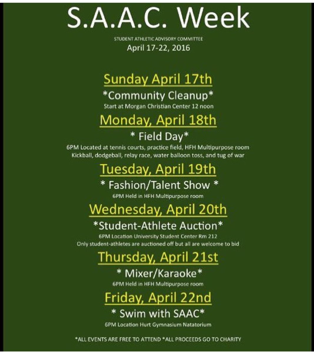 Z__Diddy's tweet photo. Community clean up at 12! Meet at the chapel #SAACWeek https://t.co/Jd70f5mFCB