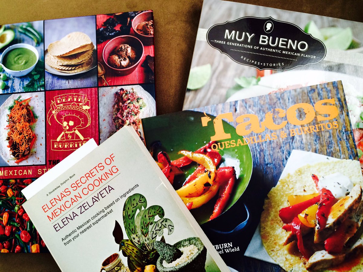 ChristysChomp's tweet photo. Doing my cookbook homework. @MuyBuenoCooking @DeathByBurrito1 @bad_vinaigrette  #shayola #cookbookgoals https://t.co/l0BeIFnfFo