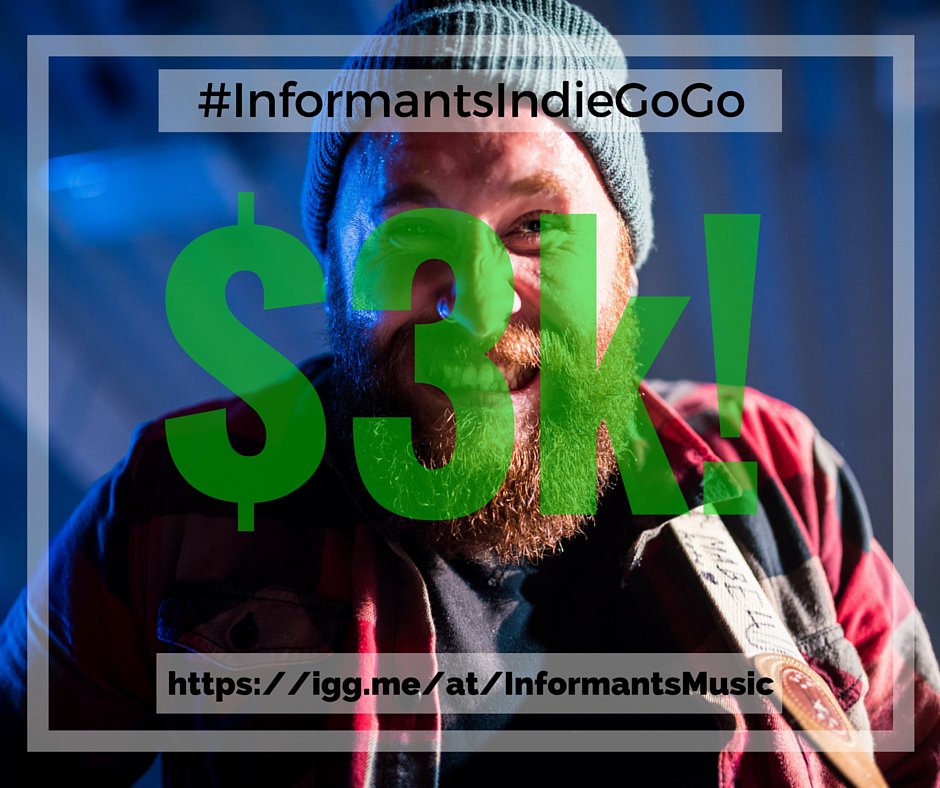 informantsmusic's tweet photo. We've made it to $3k! So grateful. $13k to go and a month to raise it! #InformantsIndieGoGo https://t.co/7bmgjmHvmT https://t.co/4KZJhucxeW