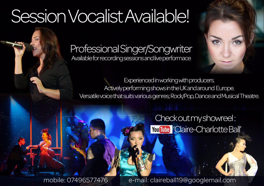 ClaireCharlott's tweet photo. Friends please share! Available for session singing/collaborating or gigs. Thanks! #singer #sessionsinger #vocalist https://t.co/Cy4jIHBjHl