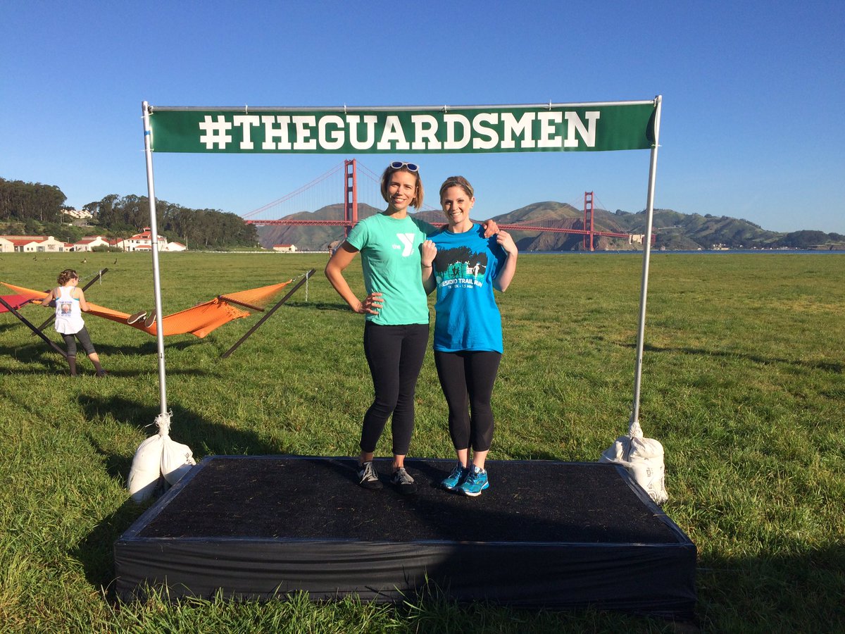 PresidioYMCA's tweet photo. At the #presidio10 this morning promoting our #presidiotrailrun! #theguardsmen https://t.co/f6jJFPDge4