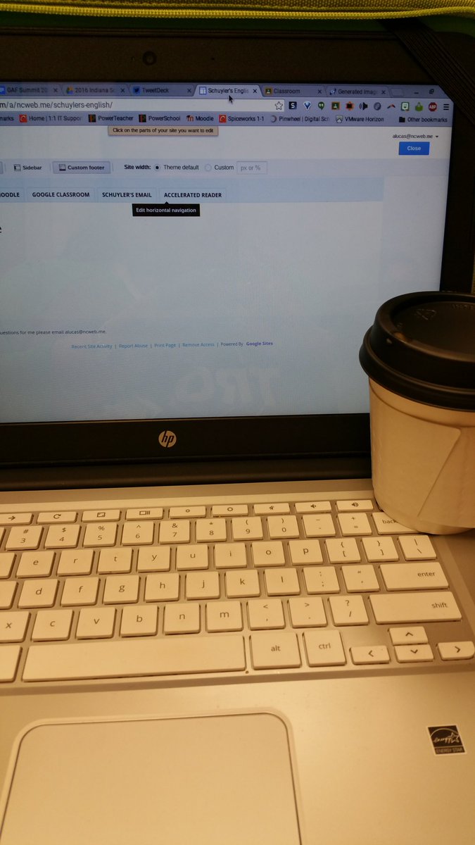 SchuylerEnglish's tweet photo. Second dose of caffeine and Google Sites...Bring on the knowledge! #gafesummit @lthumann #KylePace https://t.co/FSPatpgzbF