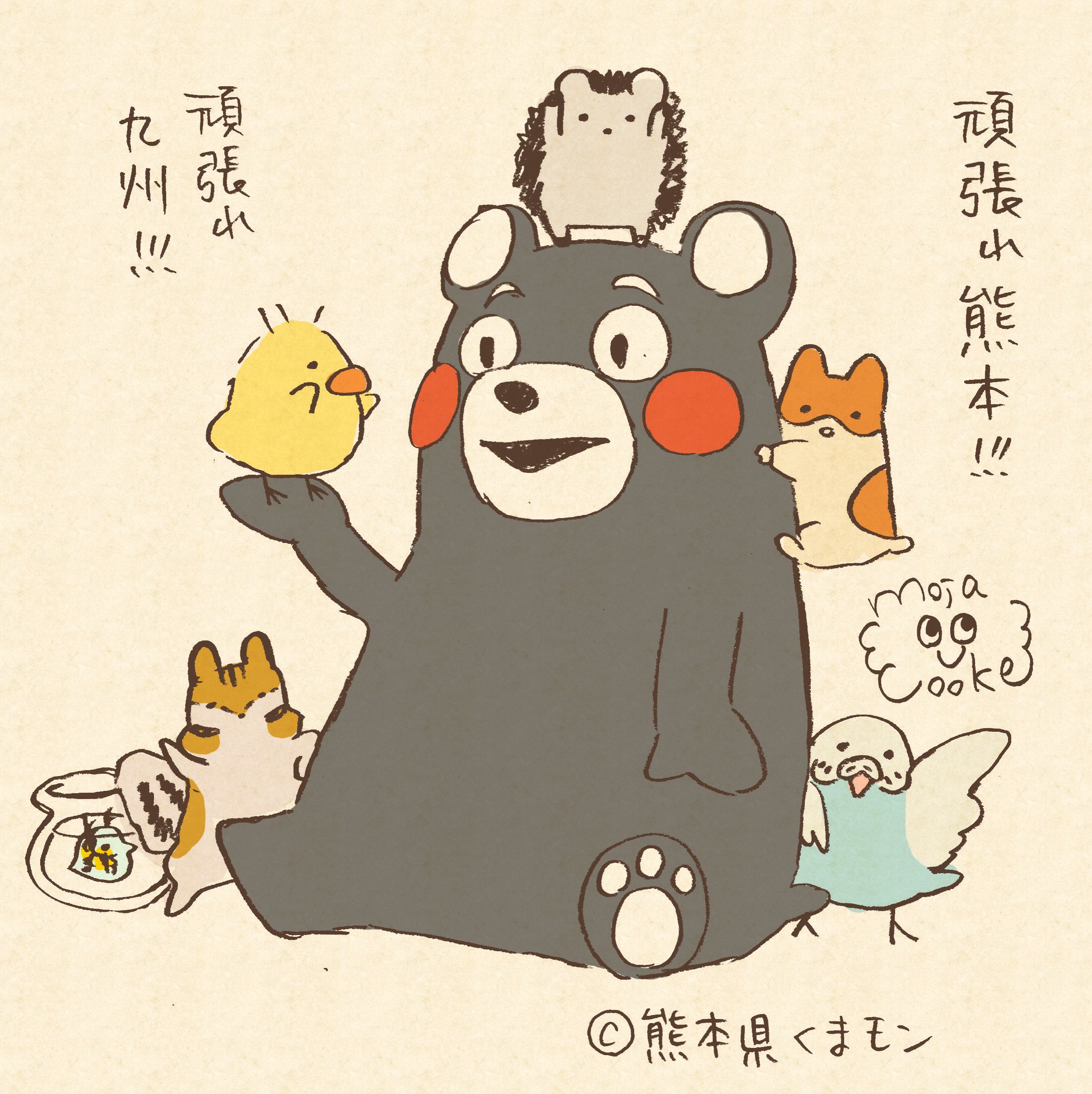 もじゃクッキー 福岡個展12 14 一日も早く日常に戻れますように くまモン頑張れ絵 T Co Ek4svqupno Twitter